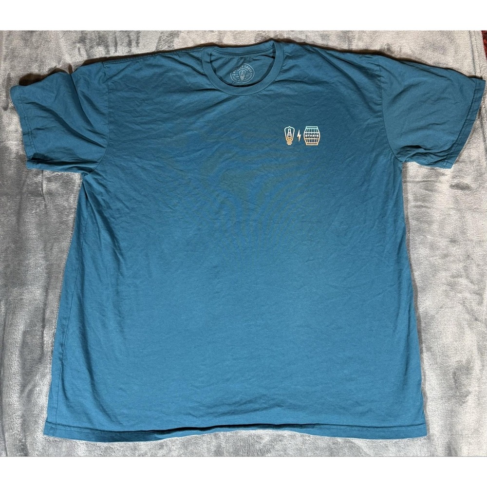 Bottle Logic Brewing Shirt Mens 2XL Blue Anaheim Stasis Beer Logo Graphic Tee‎